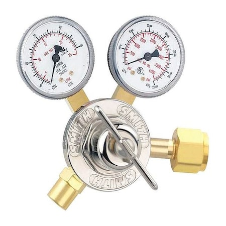 Smith Equipment Flow Gauge Regulator, Carbon Dioxide, Single Stage, 0.825"-14 Inlet, 5/8"-18 Outlet, 50 cfh 31-50-320
