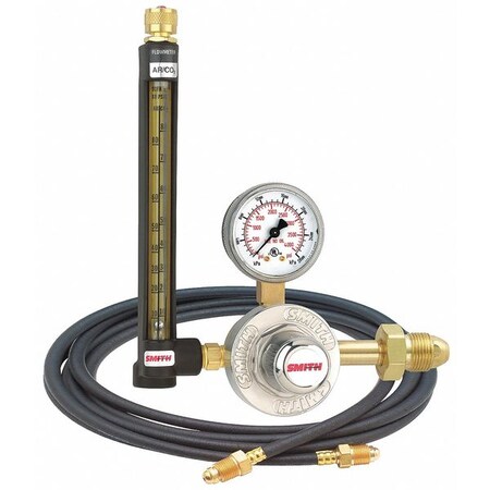 Miller Electric Flowmeter Regulator, Single, CGA-580, 30 psi, Use With: Argon, Carbon Dioxide, Helium 32-30-580-6