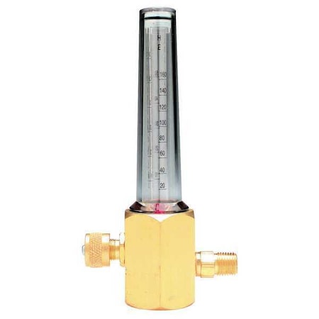 Miller Electric Flowmeter, Argon, Carbon Dioxide, Helium, Single Stage, 1/4 in Inlet, 5/8"-18 Outlet, 50 psi H2230A