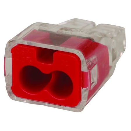 Ideal Push-In Wire Connector, 12 AWG Max, 2 Port, Red, Polycarbonate Insulation, 600 V, 20 A, 300 PK 30-1032J