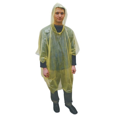 North Disposable Poncho, Polyethylene, Yellow 140968