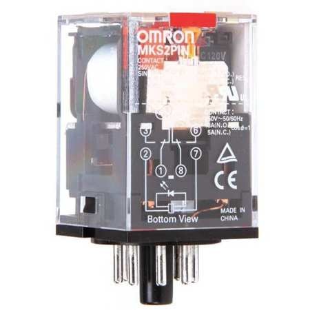 OMRON General Purpose Relay, 120V AC Coil Volts, Octal, 8 Pin, DPDT MKS2PINAC120