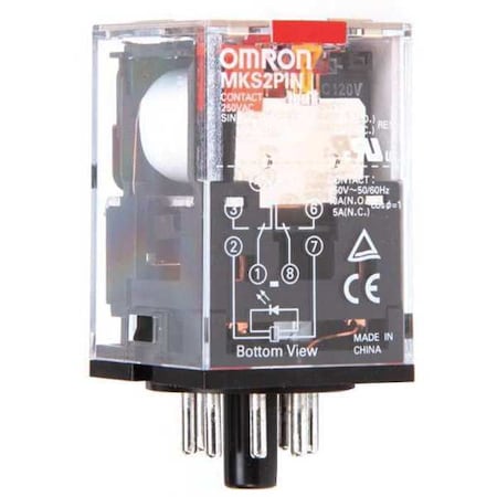 Omron Plug-In, General Purpose Relay, Octal, 10 A, 8 Pins, Plug-in MKS2PINAC120