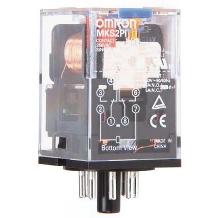 Omron Plug-In, General Purpose Relay, Octal, 10 A, 8 Pins, Plug-in MKS2PIDC24