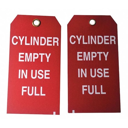 Zoro Select Cylinder Status Tag, Lockout Tagout, Cardstock, 5 3/4 in H x 3 in W, Red, Rectangle, 100 PK 5ENZ1