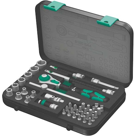 Wera 1/4" Drive Ratchet Set SAE, Torx(R) 41 Pieces 3/16 in to 9/16 in , Chrome 05003535001