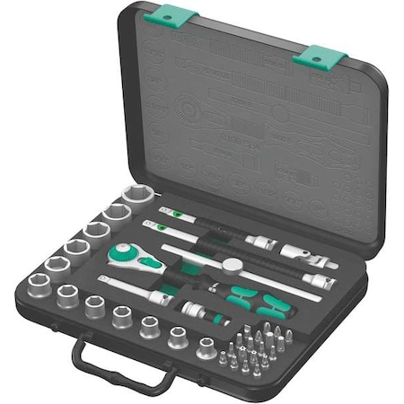 Wera 3/8" Drive Ratchet Set SAE, Torx(R) 38 Pieces 1/4 in to 7/8 in , Chrome 05003596001