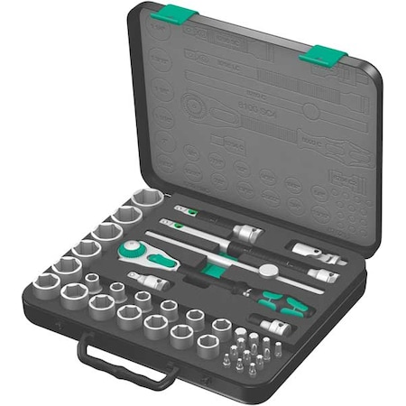 Wera 1/2" Drive Ratchet Set SAE, Torx(R) 38 Pieces 3/8 in to 1 1/4 in , Chrome 05003647001