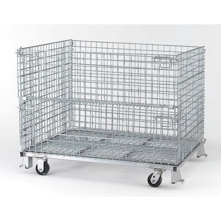 Nashville Wire Collapsible Bulk Container 30.3 cu ft Volume Cap., 48 in L, 40 in W, 37 1/2 in H, Steel, Silver C404830S4C