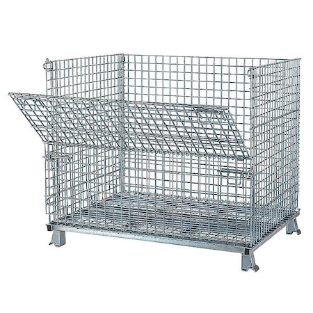 Nashville Wire Collapsible Bulk Container 36.4 cu ft Volume Cap., 48 in L, 40 in W, 42 in H, Steel, Silver C404836S4