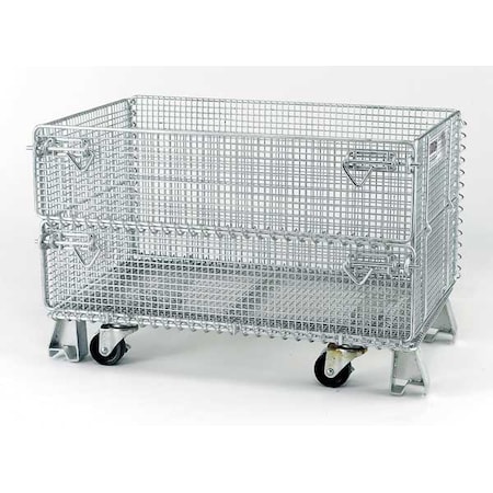 Nashville Wire Collapsible Bulk Container 5 cu ft Volume Cap., 20 in L, 32 in W, 21 in H, Steel, Silver JR5C