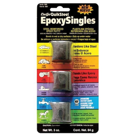 Blue Magic Putty, 1 oz Container Size, Strips, Quicksteel, Gray 16001-6