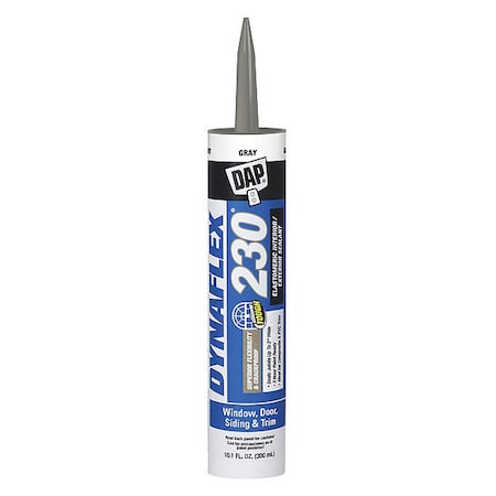 Dap Acrylic Latex Elastomeric Sealant, 10 oz, Cartridge, Gray, Elastomeric Latex Base, Dynaflex 230 18286