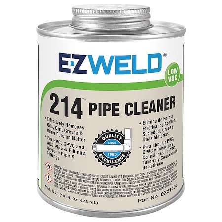 Ez Weld Cleaner, 16 Oz, Clear, PVC, CPVC, ABS 21403