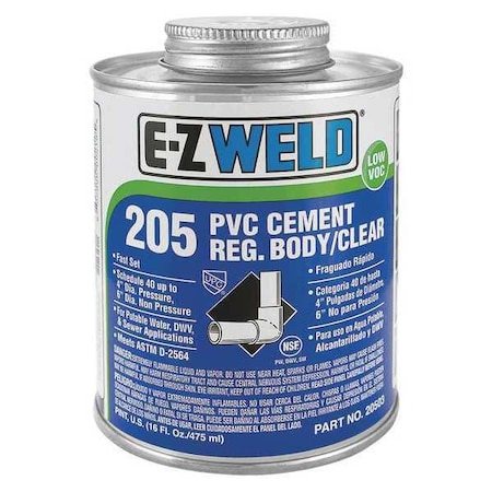Ez Weld Cement, 16 Oz, Clear, PVC, Low VOC 20503