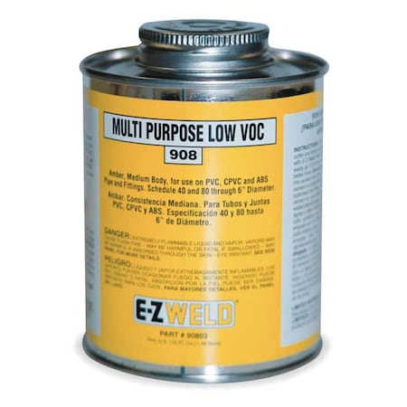 Ez Weld Cement, 32 Oz, Amber, PVC, CPVC, ABS 20804