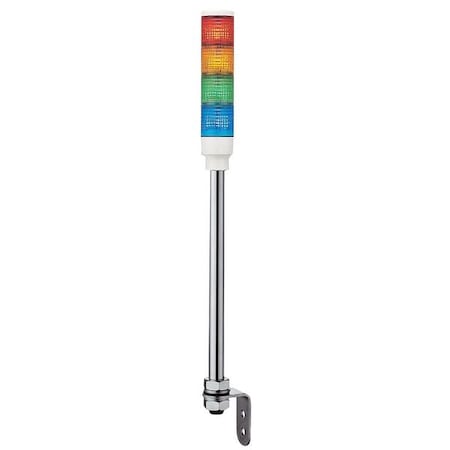 Schneider Electric Tower Light Assembly, 24V, Red, Orange, Green, Blue, 40 mm Dia., 508 1/2 mm Height, LED XVC4B4