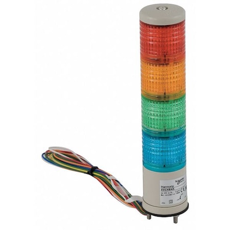 Schneider Electric Tower Light Assembly, 24V, Red, Orange, Green, Blue, 40 mm Dia., 205 1/2 mm Height, LED XVC4B4K