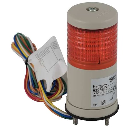 Schneider Electric Tower Light Assembly, 24V, Red, 40 mm Dia., 100 1/2 mm Height, LED XVC4B1K
