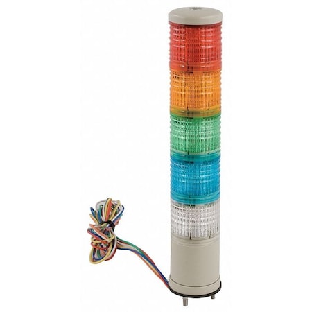 Schneider Electric Tower Light Assembly, 24V, Red, Orange, Green, Blue, Clear, 40 mm Dia., 240 1/2 mm Height, LED XVC4B5K