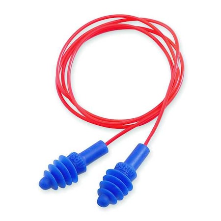 Howard Leight AirSoft Reusable Corded Ear Plugs, Flanged Shape, NRR 27 dB, M, Blue, 100PK DPAS-30R