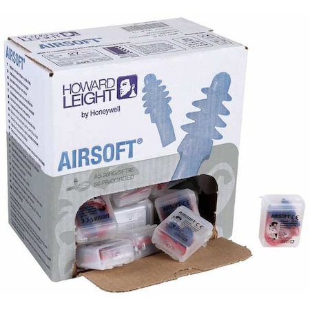 Howard Leight AirSoft(R) Reusable TPE Ear Plugs, Flanged Shape, 27 dB, Blue, 50 PK AS-30R