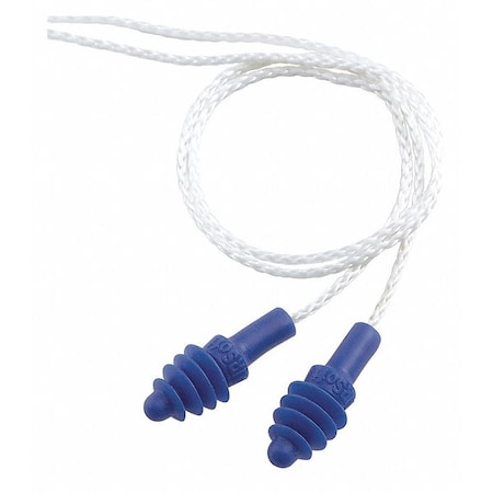 HONEYWELL HOWARD LEIGHT Reusable Corded Ear Plugs, Flanged Shape, 27 dB, 50 Pairs, Blue AS-30W