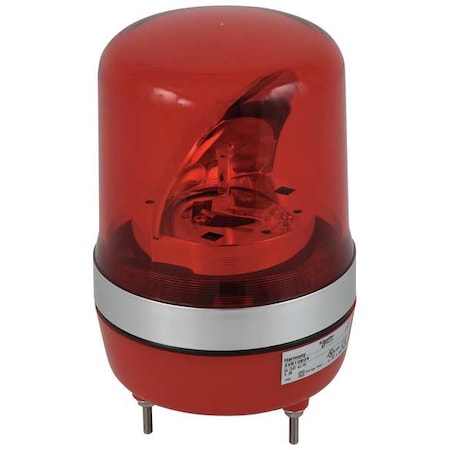 Schneider Electric Warning Light, Red, Rotating Mirror LED, 24V AC/DC, 20 FPM, 4 5/32 in Dia., Surface XVR10B04