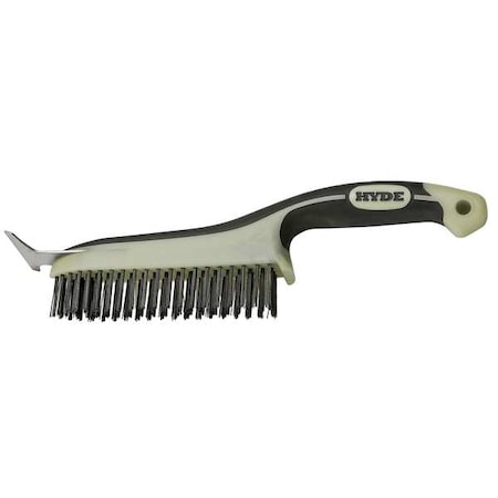 Hyde 1 in W Scratch Brush with Scraper, Stiff, 3 in L Handle, 3 in L Brush, Gray, Plastic 46834