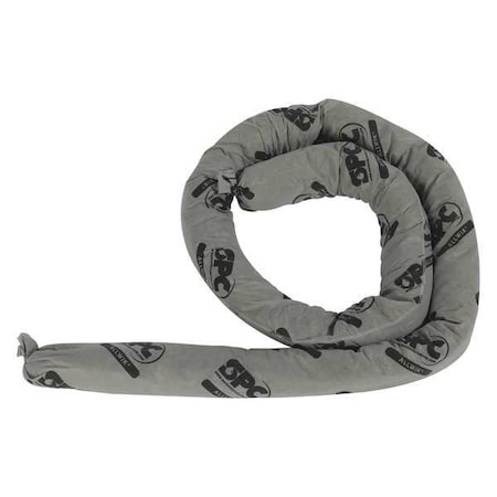 Brady Sorbent Sock, 12 gal, 3 in x 8 ft, Universal, Gray, 6 PK AW806