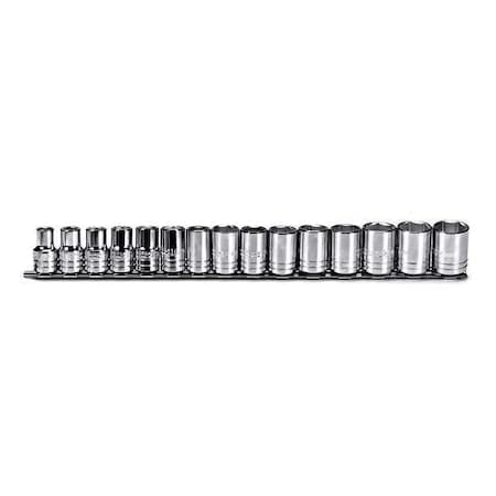 Proto 1/2" Drive Socket Set Metric 15 Pieces 10 mm to 24 mm , Full Polish J54205