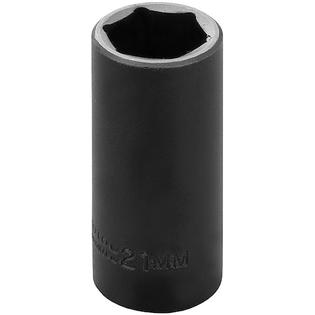 Proto 3/8 in Drive Impact Socket Deep Socket, black oxide, Steel, 21 mm J7021M
