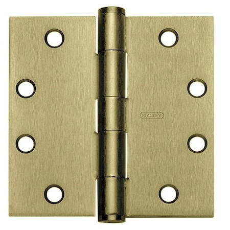 Best Door and Butt Hinge, Steel, Full Mortise Mounting, 1 3/4 in Leaf W x 4 in Leaf H, Bright Brass F179 4 5X4 DOOR HINGE 3  STL