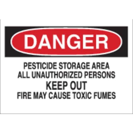 Brady Danger Sign, 7 in H, 10 in W, Plastic, Rectangle, English, 22335 22335