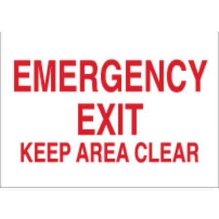 Brady Exit Sign, Aluminum, 14" W, 10" H, Emergency Exit Keep Area Clear, White 41043