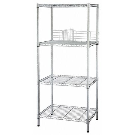 Zoro Select Wire Shelving Unit, 18"D x 36"W x 74"H, 4 Shelves, Chrome 32V410
