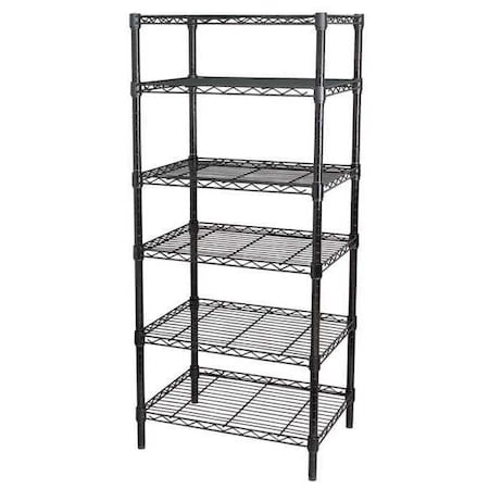 ZORO SELECT Wire Shelving Unit, 18"D x 36"W x 74"H, 6 Shelves, Black 32V417