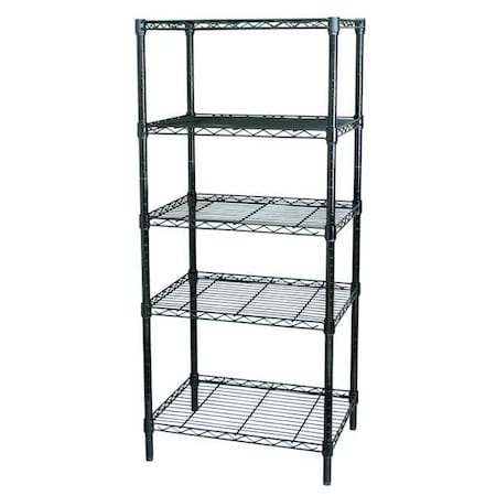 ZORO SELECT Wire Shelving Unit, 18"D x 60"W x 74"H, 5 Shelves, Black 32V423