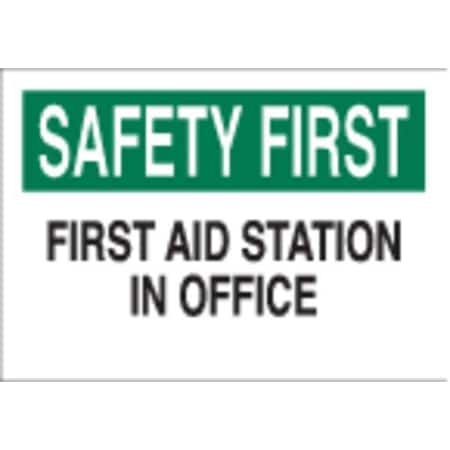 Brady Safety First, First Aid Station In Office, 10" W x 7" H, Rectangle, Polyester, 85327 85327