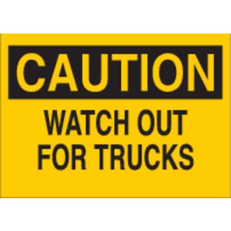 Brady Caution Sign, 10 in H, 14" W, Plastic, Rectangle, English, 22720 22720