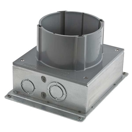 Hubbell Wiring Device-Kellems Electrical Box, 175.7 cu in, Floor Box Type, 2 Gangs, PVC, Round Shape S1SFB