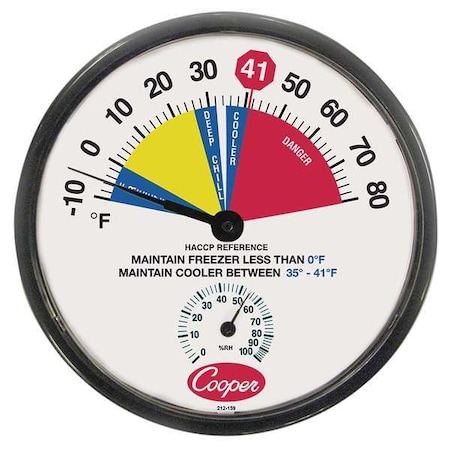 Cooper-Atkins Freezer and Cooler Analog Hygrometer 212-159-8