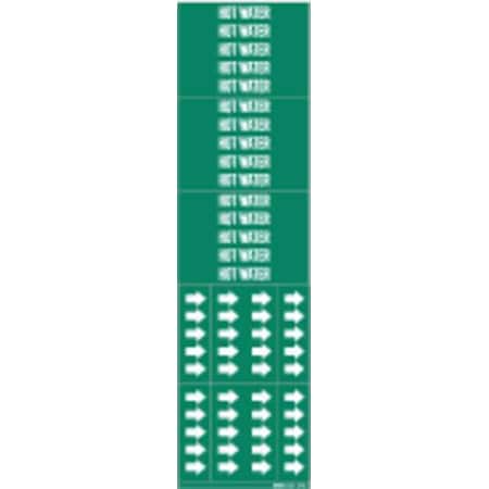 Brady Pipe Marker, Hot Water, Grn, 3/4 In or Less 7374-3C