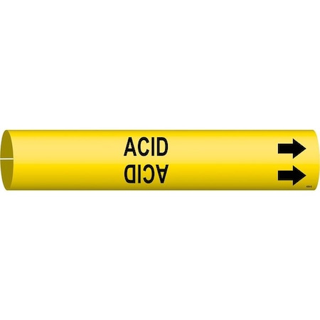 Brady Pipe Marker, Acid, Yel, 1-1/2 to 2-3/8 In 4000-B