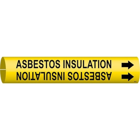 Brady Pipe Marker, Asbestos Insulation, Yellow 4009-B
