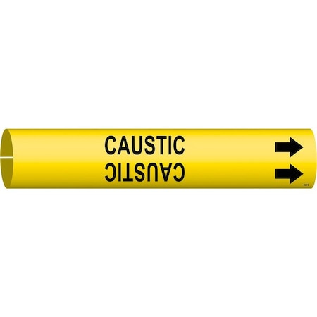 Brady Pipe Marker, Caustic, Yel, 1-1/2 to2-3/8 In, 4020-B 4020-B