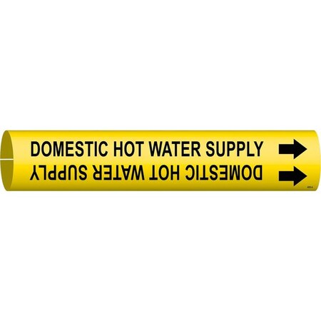 Brady Pipe Marker, Domestic Hot Water Supply, Y, 4053-A 4053-A