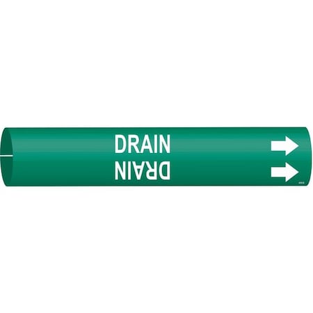 Brady Pipe Marker, Drain, Grn, 1-1/2 to 2-3/8 In, 4055-B 4055-B