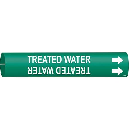 Brady Pipe Marker, Treated Water, 3/4to1-3/8 In 4145-A