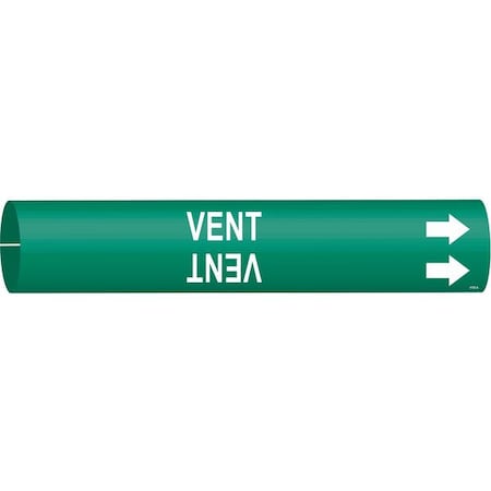 Brady Pipe Marker, Vent, Green, 3/4 to 1-3/8 In 4150-A